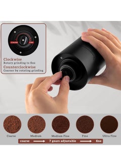 XVersion Electric Coffee Grinder,Portable Coffee Grinder Espresso for Beans, Spices and More, Ceramic Grinding Burr Blade, Removable Chamber, for Camping/ Drip/ Espresso/ Pour Over French Press, Black  - Image 4