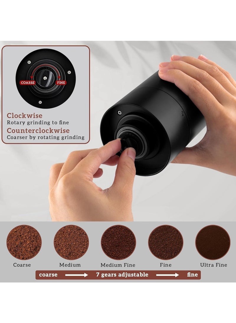 XVersion Electric Coffee Grinder,Portable Coffee Grinder Espresso for Beans, Spices and More, Ceramic Grinding Burr Blade, Removable Chamber, for Camping/ Drip/ Espresso/ Pour Over French Press, Black  - Image 4
