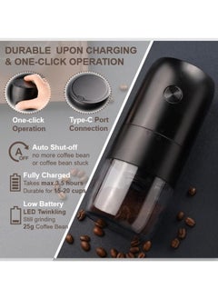 XVersion Electric Coffee Grinder,Portable Coffee Grinder Espresso for Beans, Spices and More, Ceramic Grinding Burr Blade, Removable Chamber, for Camping/ Drip/ Espresso/ Pour Over French Press, Black  - Image 2