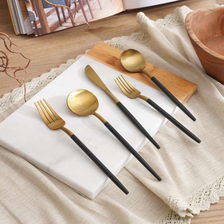 Pan Home Evona 20-Piece Cutlery Set -Gold Black