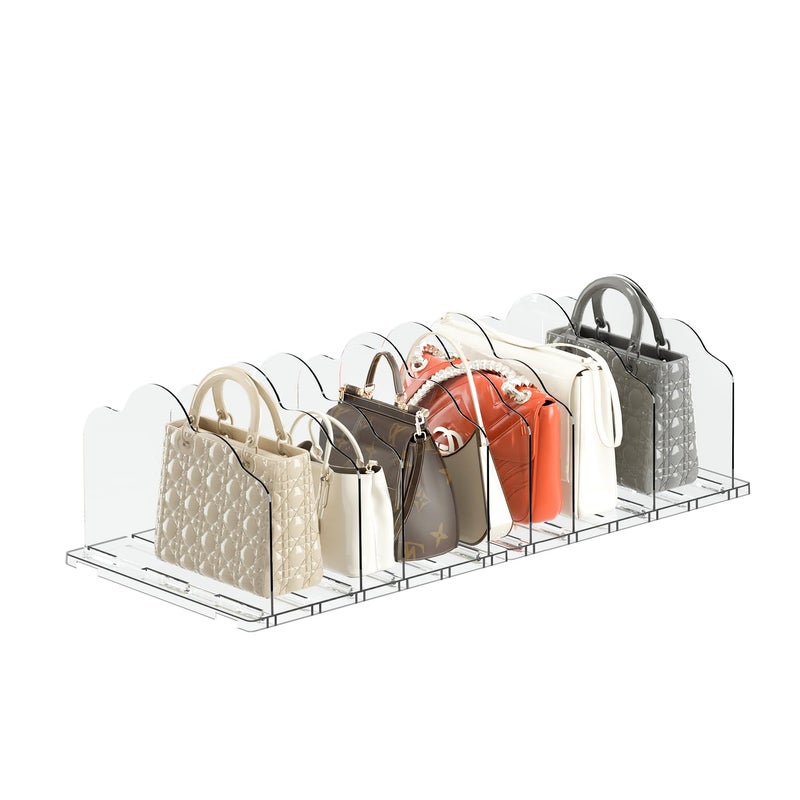 ANTOWIN 2 Pack Clear Adjustable Purse Organizers for Closet Shelf Divider Handbag Separators Storage Organizer for Bedroom Office Easy to Install and Clean - Image 2