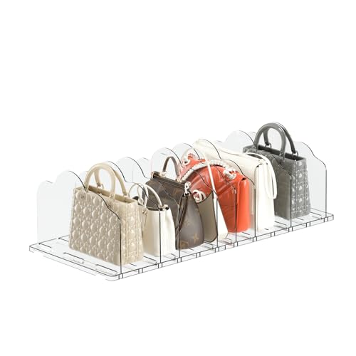 ANTOWIN 2 Pack Clear Adjustable Purse Organizers for Closet Shelf Divider Handbag Separators Storage Organizer for Bedroom Office Easy to Install and Clean - Image 1