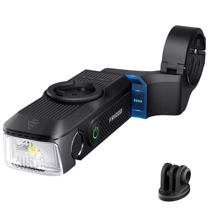 RAVEMEN FR1000 Bike Lights for Night Riding, Bicycle Light & Mount Integrated Design, 30Â° Adjustable Bike Headlight, Auto On/Off, Compatible with Garmin/Wahoo/Bryton Bike Computer, Fit 31.8-35MM Bar - Image 1
