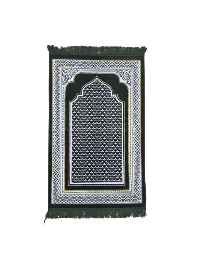 ريف سجادة صلاة إسلامية نقشة محراب مزخرف بجودة ممتازة أخضر داكن وأبيض 70 x 110 سم SP 90S101778GRN - Image 1