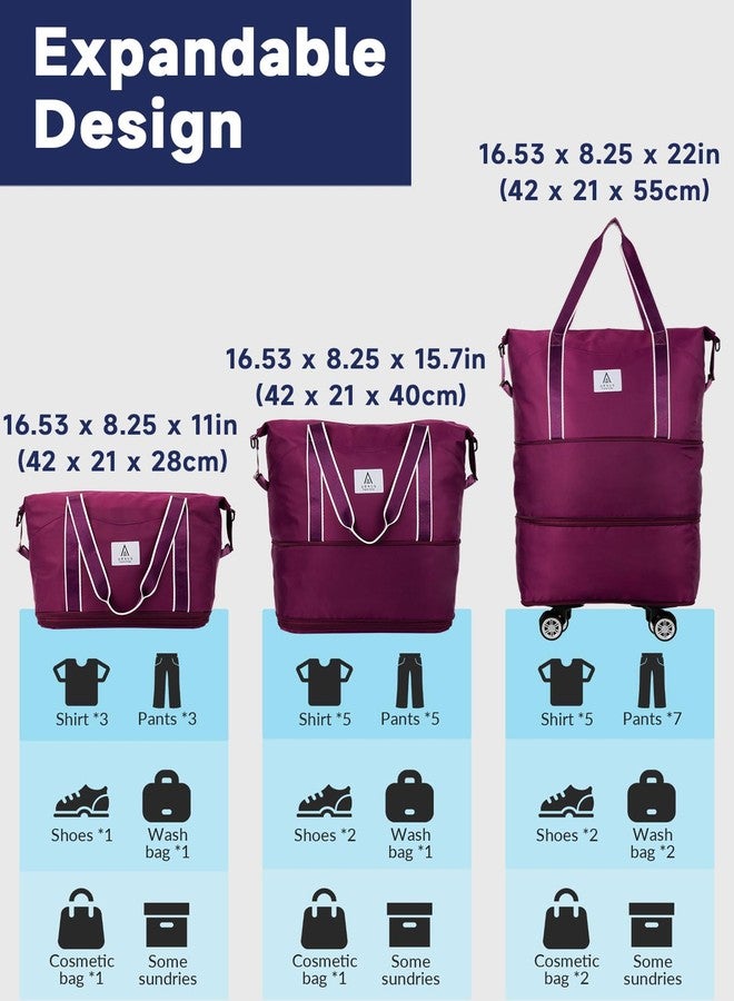 Arxus Rolling Duffle Bag with Detachable Wheels and Adjustable Shoulder Strap, Large Expandable Foldable Carry On Luggage Bag with Handle and Suitcase Sleeve, Weekender Bag for Travel Airplane 25L-55L - Image 4