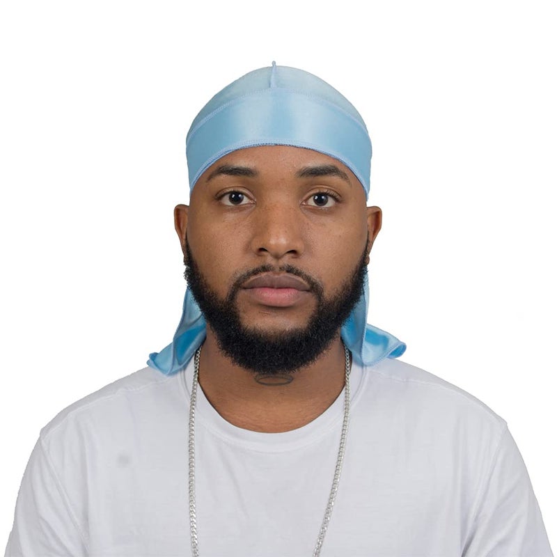 ForceWave Silky Durag for Men Wave Cap Satin Dorag for Men Women 360 Wave (SBlue) - Image 3