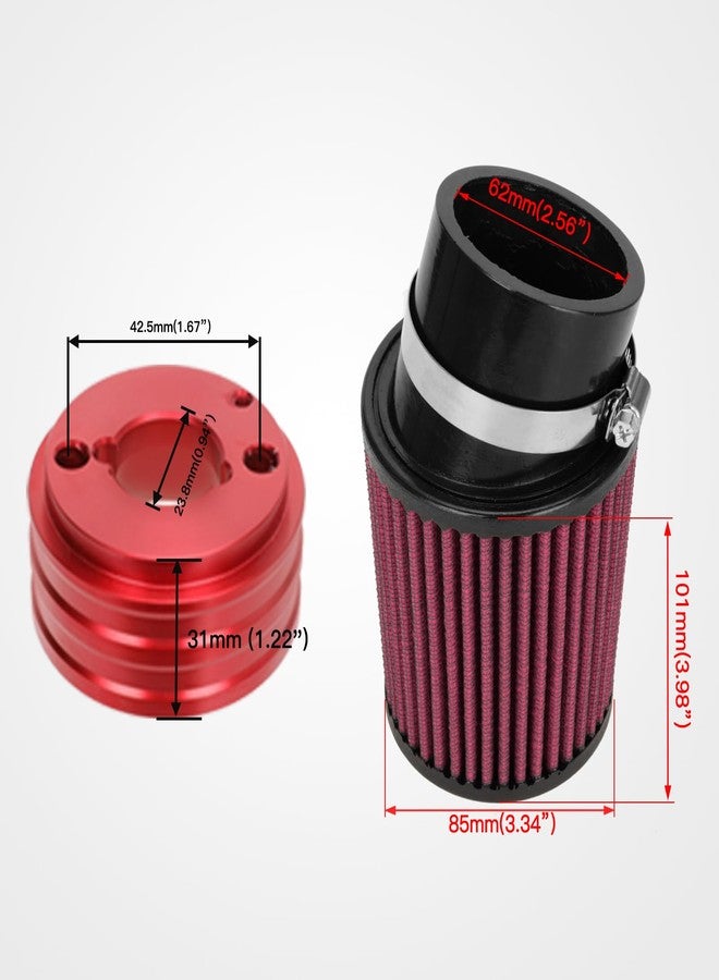 FVRITO High Performance Upgraded Air Filter adapter Intake Spark Plug Kit for Predator 212cc 6.5 Hp Engine Mini Bike Go Kart Racing Red - Image 3