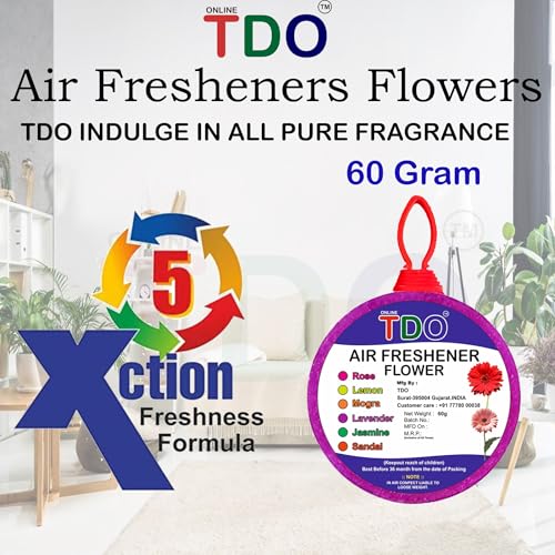 TDO Toilet Bathroom Air Freshener Flowers block Rose, Jasmine,Lemon, Mogra,Sandal, Lavender Fragrances Pantry, Bathroom, Toilet, Wardrobe, wash Basin Pack Of 6 Each 60 Gram - Image 3