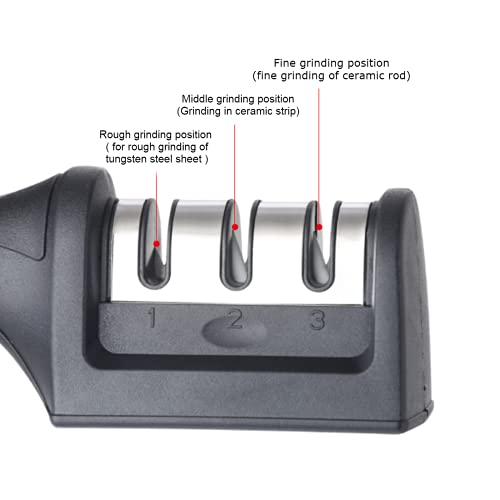 Leeonz® Knife Sharpener, 3 Stage Kitchen Knife Sharpener, Kitchen Knife Sharpener Professional to Restore and Polish Blades, Non-Slip Knife Sharpening(1PCS, Color May Vary) - Image 4