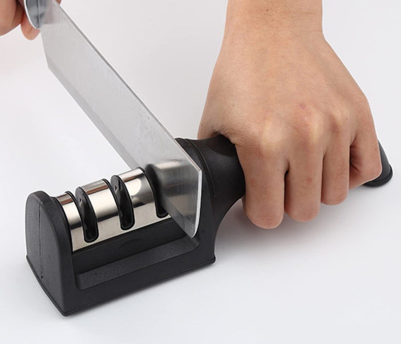 Leeonz® Knife Sharpener, 3 Stage Kitchen Knife Sharpener, Kitchen Knife Sharpener Professional to Restore and Polish Blades, Non-Slip Knife Sharpening(1PCS, Color May Vary) - Image 2