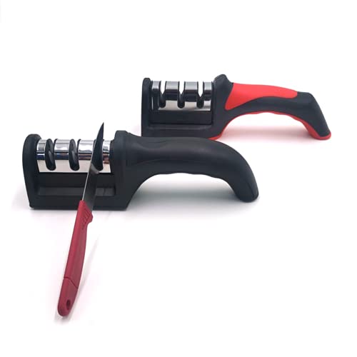 Leeonz® Knife Sharpener, 3 Stage Kitchen Knife Sharpener, Kitchen Knife Sharpener Professional to Restore and Polish Blades, Non-Slip Knife Sharpening(1PCS, Color May Vary) - Image 3