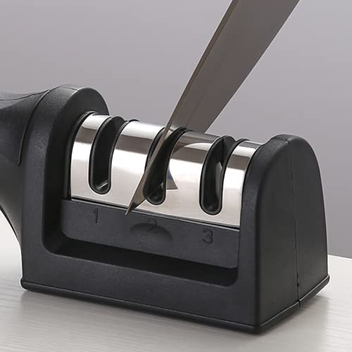 Leeonz® Knife Sharpener, 3 Stage Kitchen Knife Sharpener, Kitchen Knife Sharpener Professional to Restore and Polish Blades, Non-Slip Knife Sharpening(1PCS, Color May Vary) - Image 5