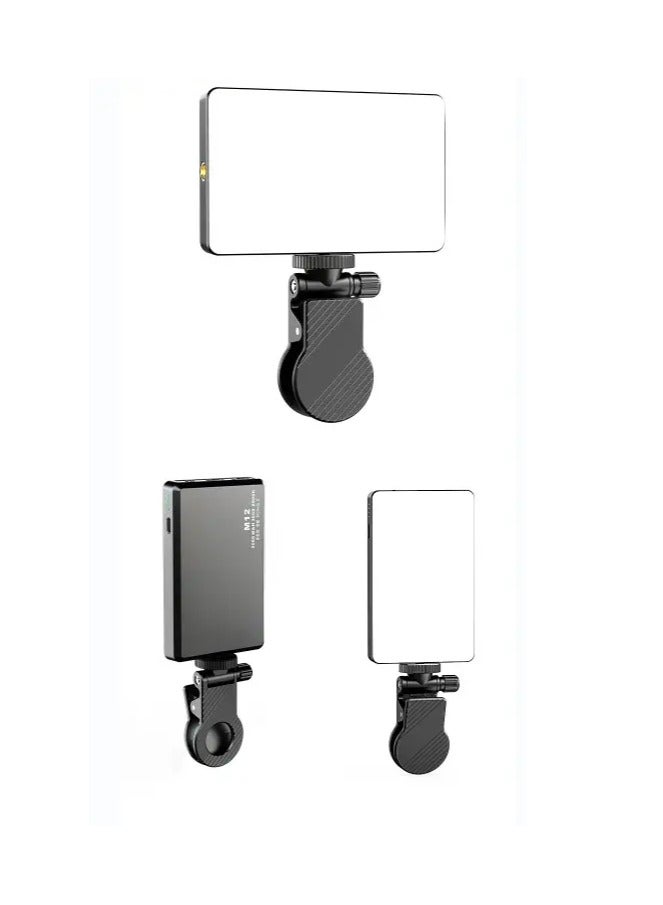 M12 LED Tricolor Photography Video Light, Rechargeable Square Phone Clip LED, Pocket Video Light - Image 3