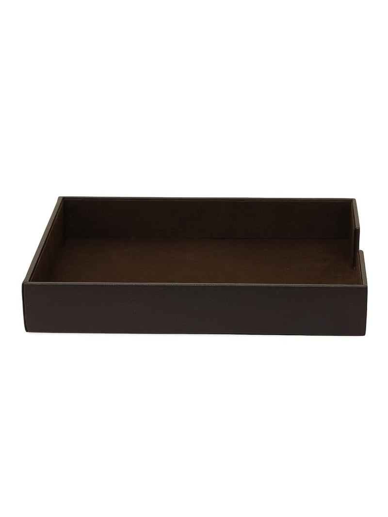 AZYEEA - Leather A4 Office Paper Rectangular Tray Paper Tray | Stackable Letter Trays Jewelry Holder | Jewelry Display Trey for Home Room Desk Organiser Document Tray for Office Table(Brown) - Image 1