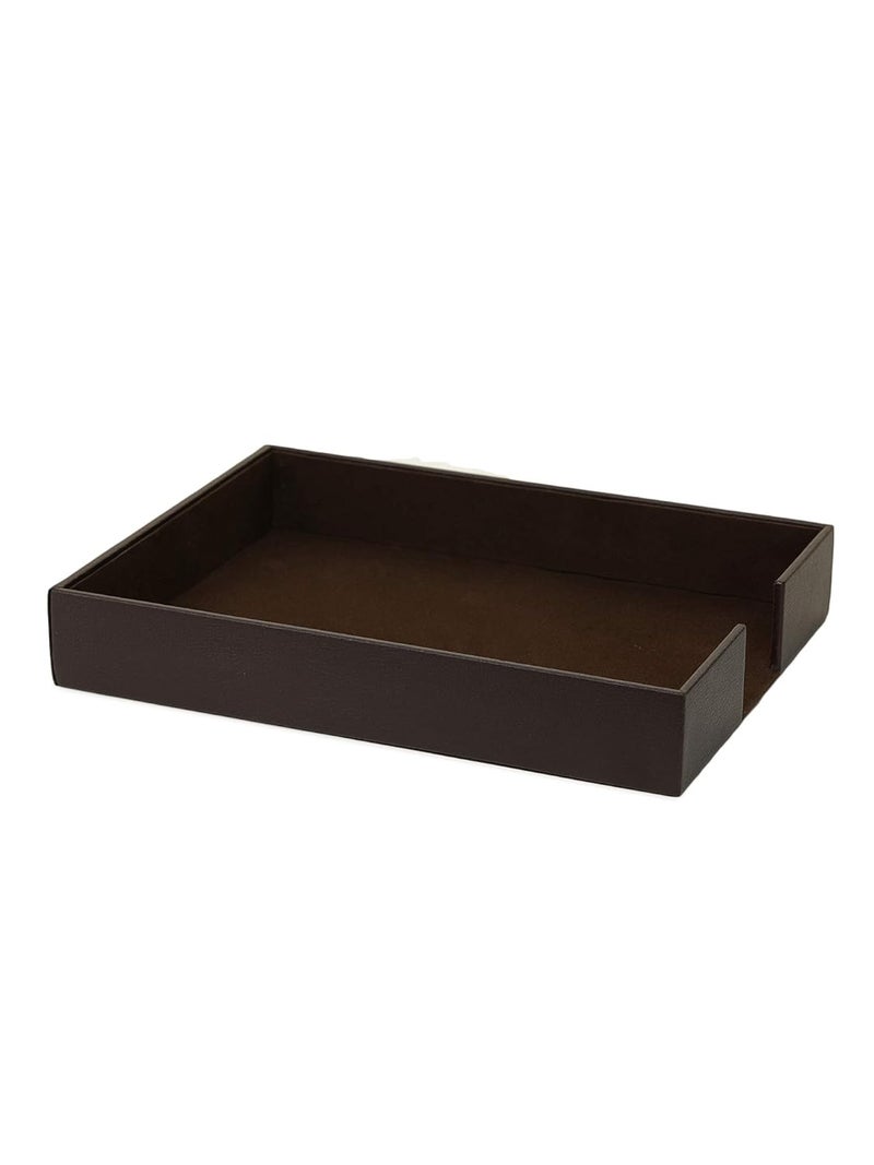 AZYEEA - Leather A4 Office Paper Rectangular Tray Paper Tray | Stackable Letter Trays Jewelry Holder | Jewelry Display Trey for Home Room Desk Organiser Document Tray for Office Table(Brown) - Image 2