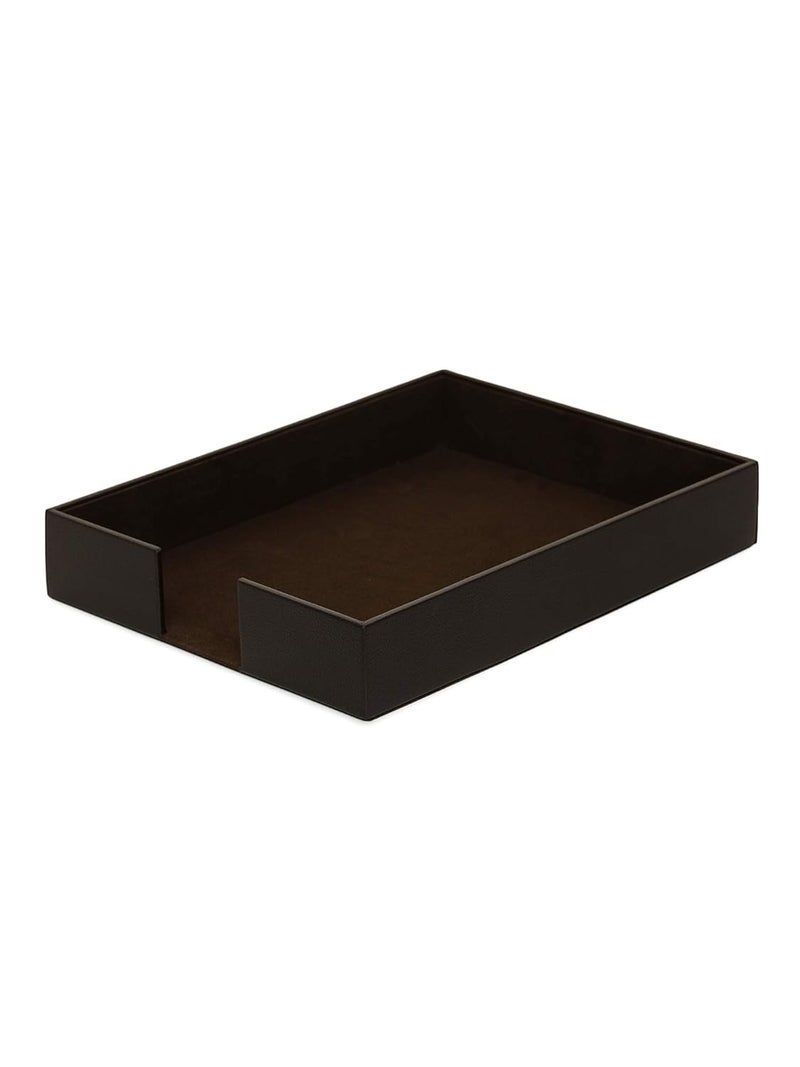 AZYEEA - Leather A4 Office Paper Rectangular Tray Paper Tray | Stackable Letter Trays Jewelry Holder | Jewelry Display Trey for Home Room Desk Organiser Document Tray for Office Table(Brown) - Image 4