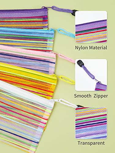 JARLINK 40 Pack 10 Colors Zipper Mesh Pouch, Storage Pencil Pouches, Multipurpose Pencil Pouch Bulk for School and Office Supplies, Cosmetics Travel Accessories, Multicolor - Image 3