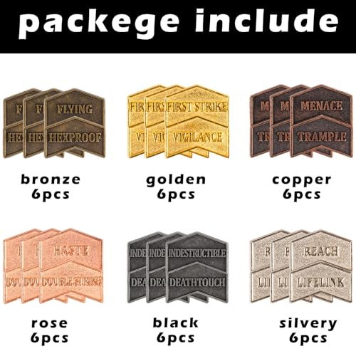 LAMJAM 36 Pieces Magic The Gathering Antique Metal Token Counter MTG Keyword Counters Creature Stats Buff Tokens for CCG Card Gaming Accessories - Image 3