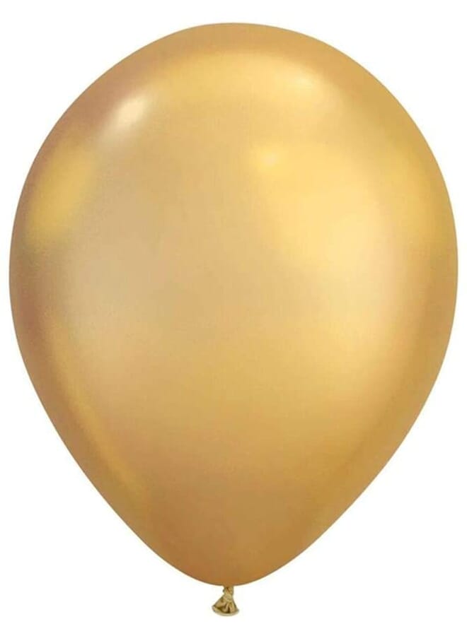 Party Time 100 Pieces Metallic Gold Chrome Plain Balloon 12 Inches - Image 2