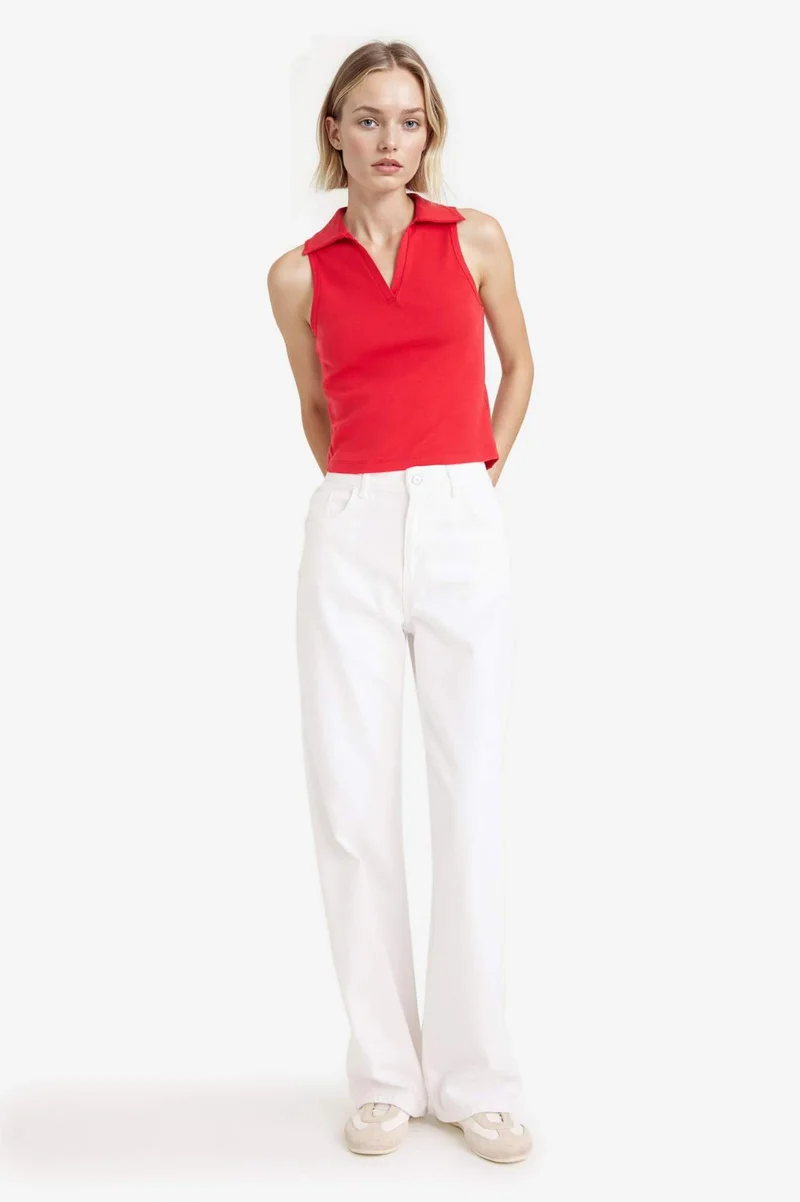 DeFacto Slim Fit Ribbed Polo Shirt