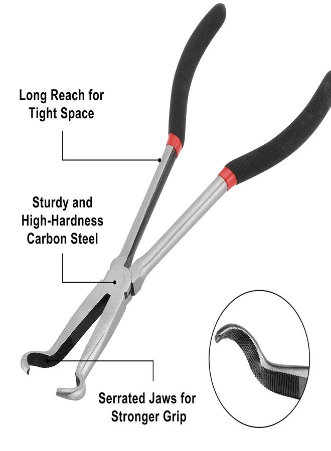 Mayouko 3PCS 11" Long Reach Hose Grip Pliers Set, 5/16 Inch, 1/2 Inch, 3/4 Inch Ring Nose Hose Gripper Pliers Kit, Carbon Steel Offset Spark Plug Boot Removal Pliers for Narrow Space - Image 4
