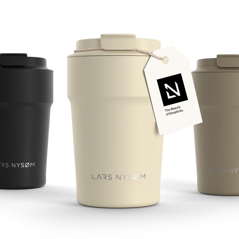 LARS NYSM Thermo Coffee Mugtogo 13oz  Travel Mug 038 Liter with Insulation  Leak Proof Stainless Steel Thermal Tumbler for Coffee and Tea on The Go Almond Beige 380ml