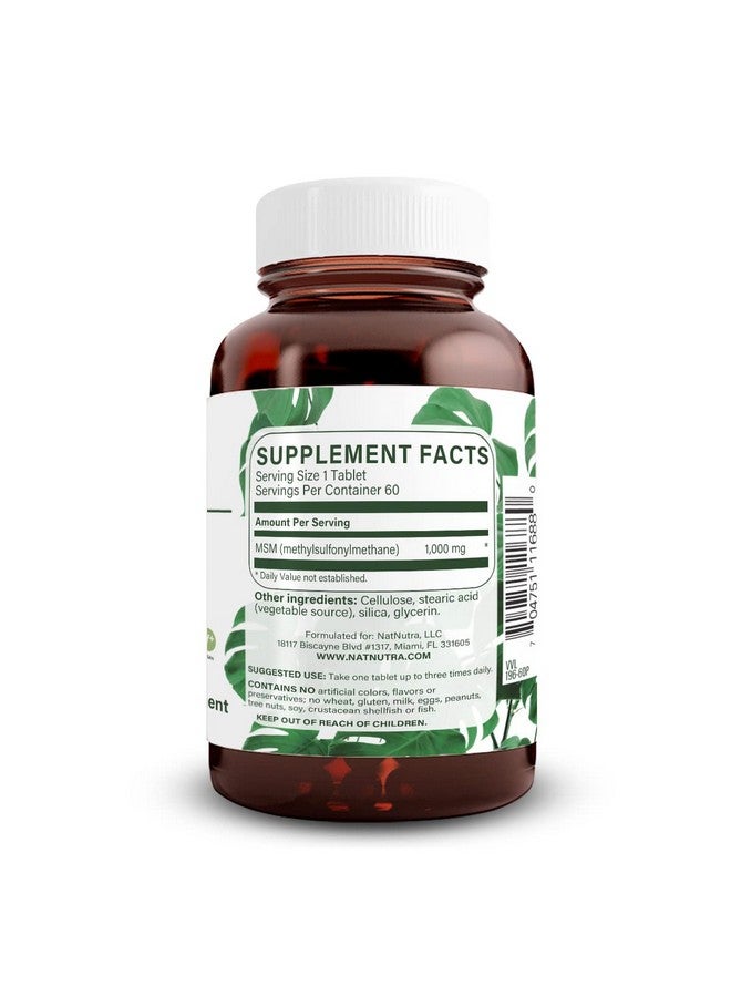 Natural Nutra Natural Nutra OptiMSM, MSM Supplement with Sulfur, Prevent Thinning Hair, Increase Joint Flexibility and Bone Health, Cartilage Health, Helps Supports Fluid Balance, 1000 mg, (120) Vegan Tablets - Image 2