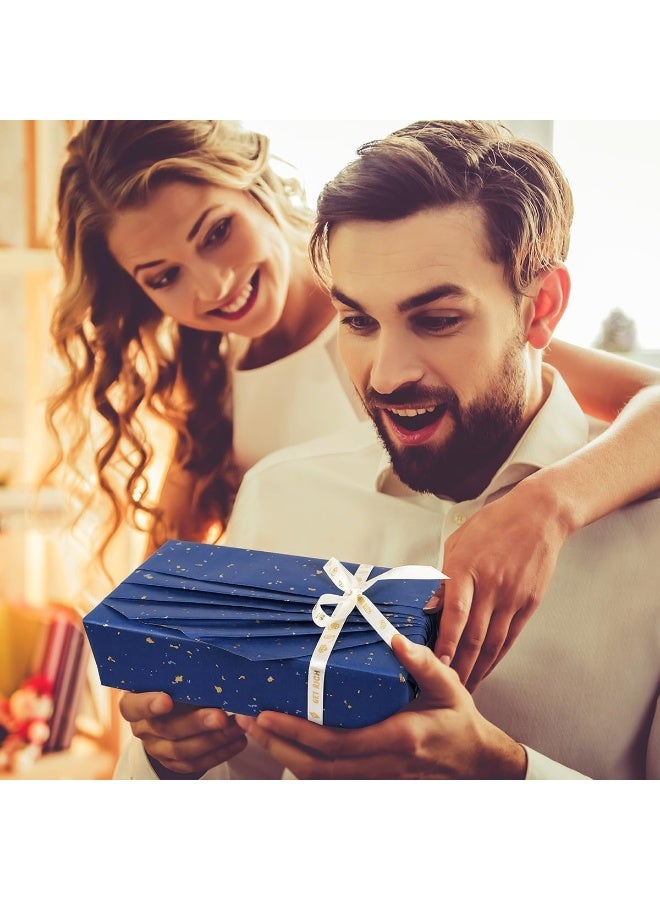 لفة ورق التغليف الأزرق البحري - 17 بوصة × 33 قدمًا، ورق هدايا أزرق بحري مع شرائح فضية وذهبية، ورق تغليف هدايا مات كرافت للاحتفال بالعيد والعيد الميلادي والزفاف وحفلات العيد وعيد الأب - Image 5