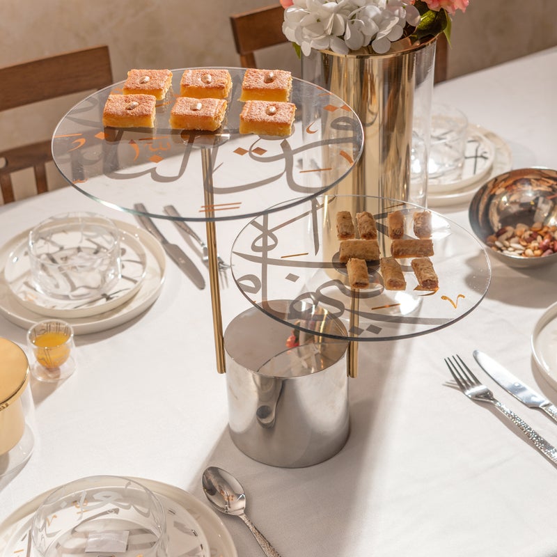 لا ميسا حامل كيك باللون الذهبي والفضي من مجموعة أُلْفَة 49*39*46 سم - Image 1