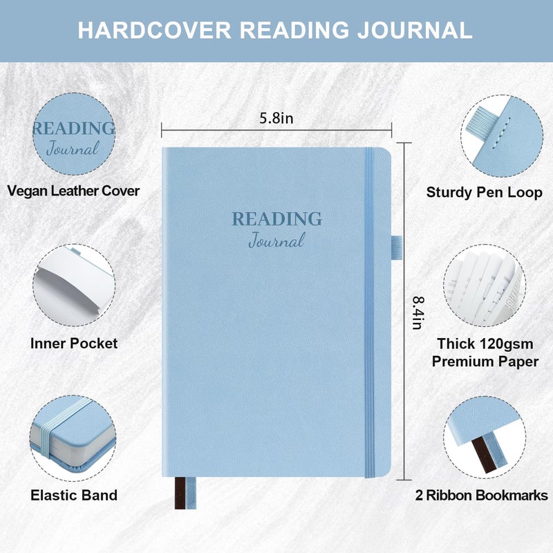 SIMSIMY Reading Journal with 104 Book Reviews, Book Journal for Books Lovers & Readers - Review and Track Your Reading Progress, Reading Log Notebook Gift, A5, Blue - Image 2