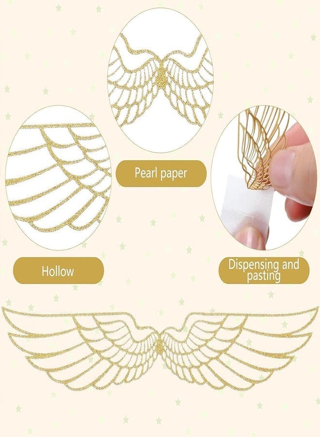JITINX مجموعة زينة حفلات السحرة مكونة من 103 قطعة من الشوكولاتة، تتضمن 3 أعمدة مرمى ذهبية، و50 قطعة من زينة الكب كيك على شكل أجنحة ذهبية من رقائق الشوكولاتة، بالإضافة إلى 50 نقطة لاصقة، مثالية لحفلات أعياد الميلاد ذات طابع السحرة. - Image 5