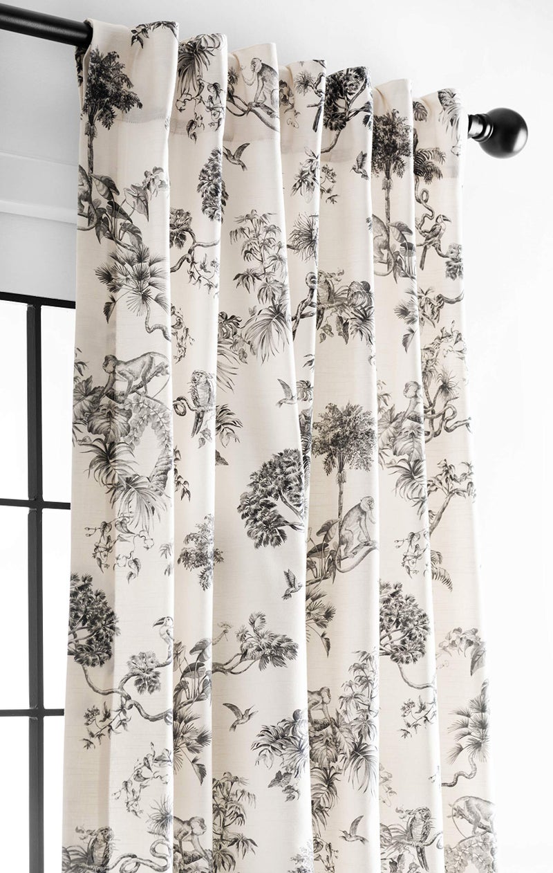 ميزون دي هيرمين Maison D 'Hermine 100 ٪ Startain Curtain - 50 "" x84 "" Delft Devinative Stain -Startains - جمالية لمطبخ مزرعة وغرفة نوم - لمجموعة الربيع والصيف - الجنة - Image 4