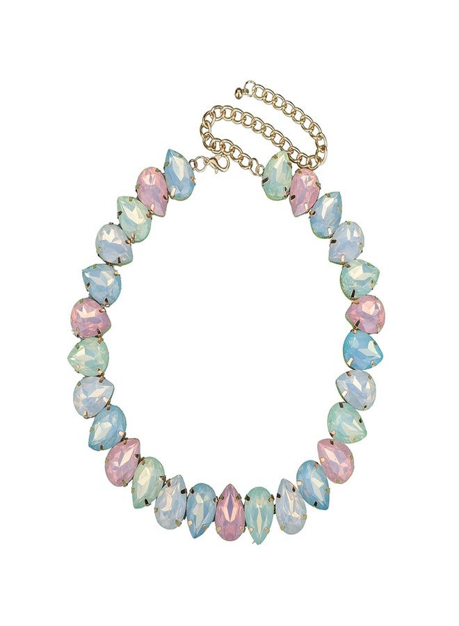 Rumtock Teardrop Shape Pink Crystals Beads Sparkle Choker Necklace for Women Special Occasion Statement Jewelry (Pink) - Image 1