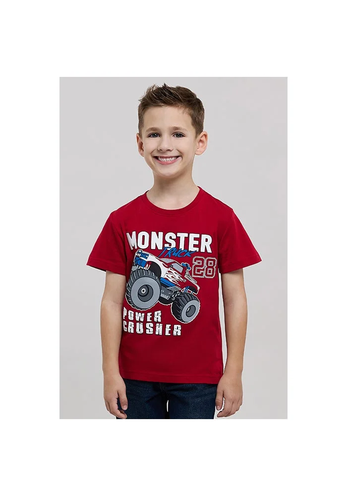 أر أند بي Printed T-Shirt with Crew Neck and Short Sleeves