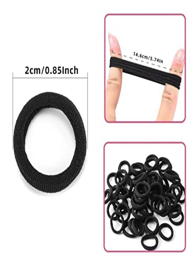 NEOBABY Ponytail Holder Cotton Mini Hair Elastic Rubber Bands | Tight, Non-slippery, Stretchable | Cotton Elastic Hair Rubber Bands for Kids, Girls & Women's (BLACK, 100) - Image 2