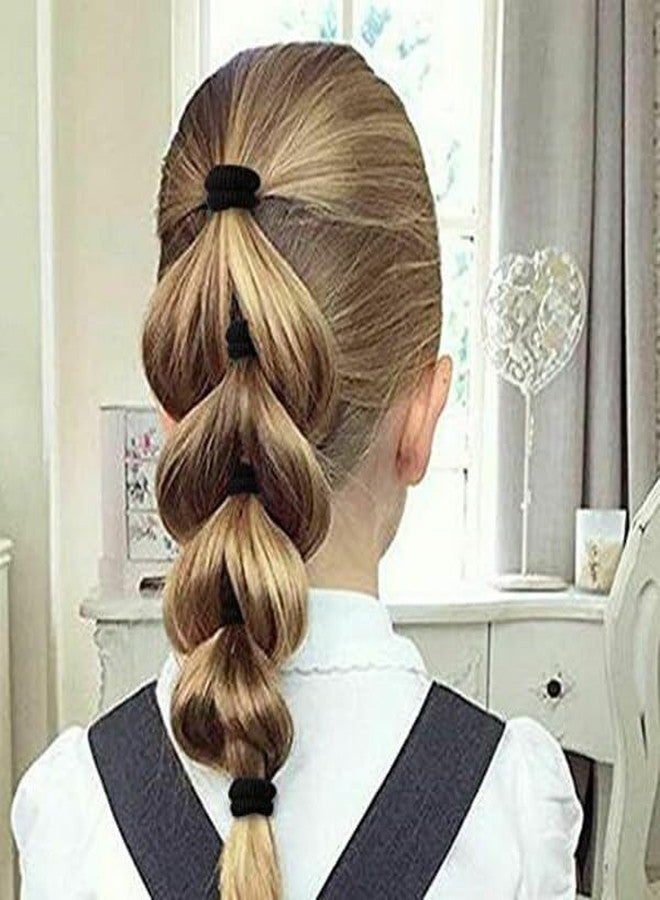 NEOBABY Ponytail Holder Cotton Mini Hair Elastic Rubber Bands | Tight, Non-slippery, Stretchable | Cotton Elastic Hair Rubber Bands for Kids, Girls & Women's (BLACK, 100) - Image 5