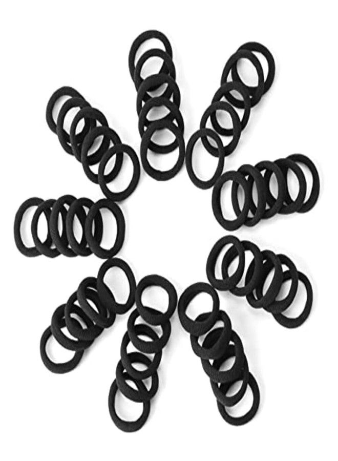 NEOBABY Ponytail Holder Cotton Mini Hair Elastic Rubber Bands | Tight, Non-slippery, Stretchable | Cotton Elastic Hair Rubber Bands for Kids, Girls & Women's (BLACK, 100) - Image 1