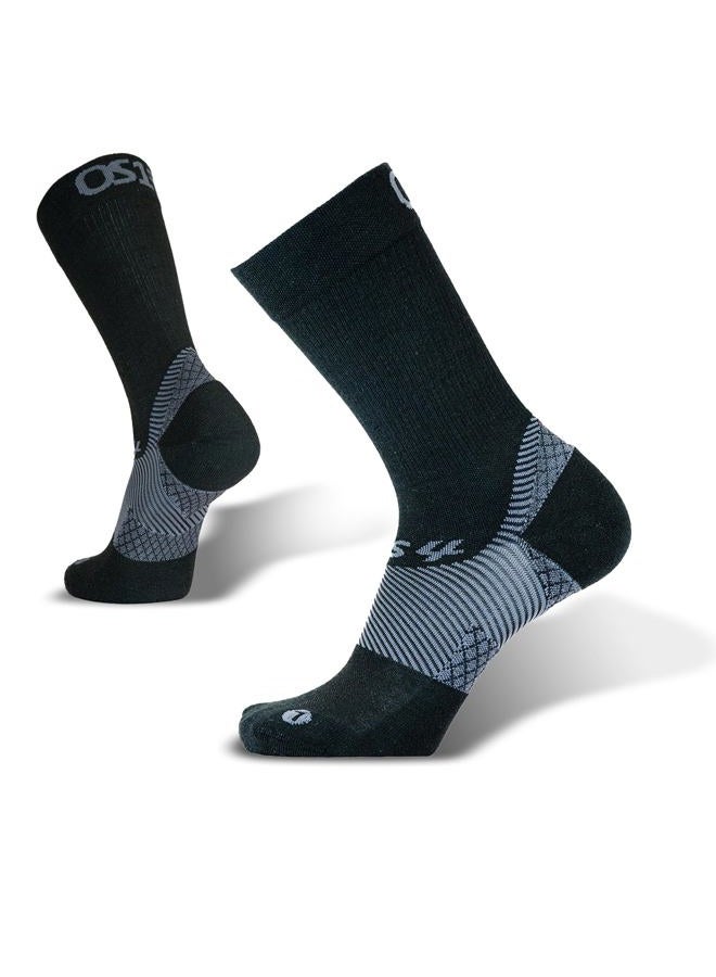 OS1st FS4 Plantar Fasciitis Socks Merino Wool Crew treats and prevents plantar fasciitis, heel and arch pain reduces swelling (US, Alpha, Large, Regular, Regular, Black Crew) - Image 1