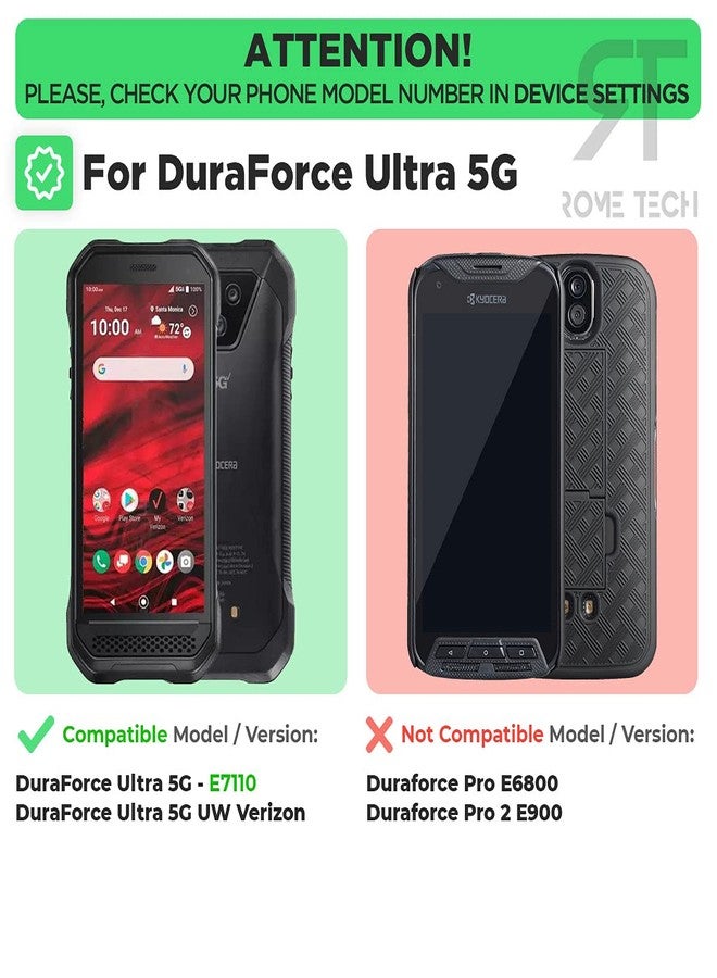 ROME TECH Designed for Kyocera DuraForce Ultra 5G E7110 Case with Belt Clip Holster - Kickstand Cover Phone Case - Black - Image 2