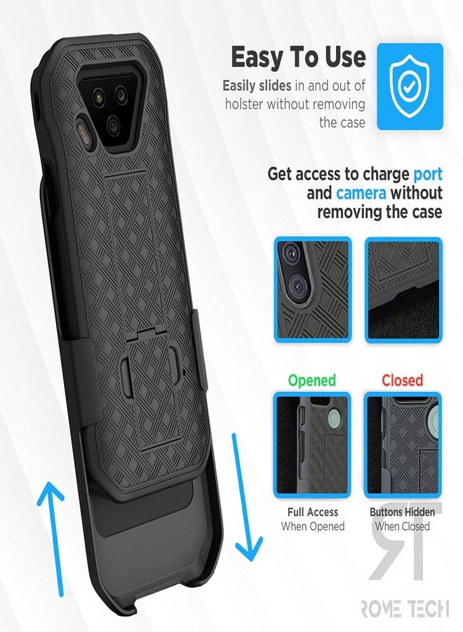ROME TECH Designed for Kyocera DuraForce Ultra 5G E7110 Case with Belt Clip Holster - Kickstand Cover Phone Case - Black - Image 4