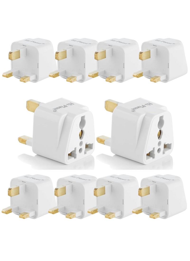 HI PLASST PINS N PLUGS HiPLASST India to UK Plug Adapter Type G Converter Pack of 10 for London UAE Singapore Universal Travel Adapter UK Adapter for Indian Pins for Phone Chargers Laptop Camera UK 3Pin Plug10pcs  - Image 1