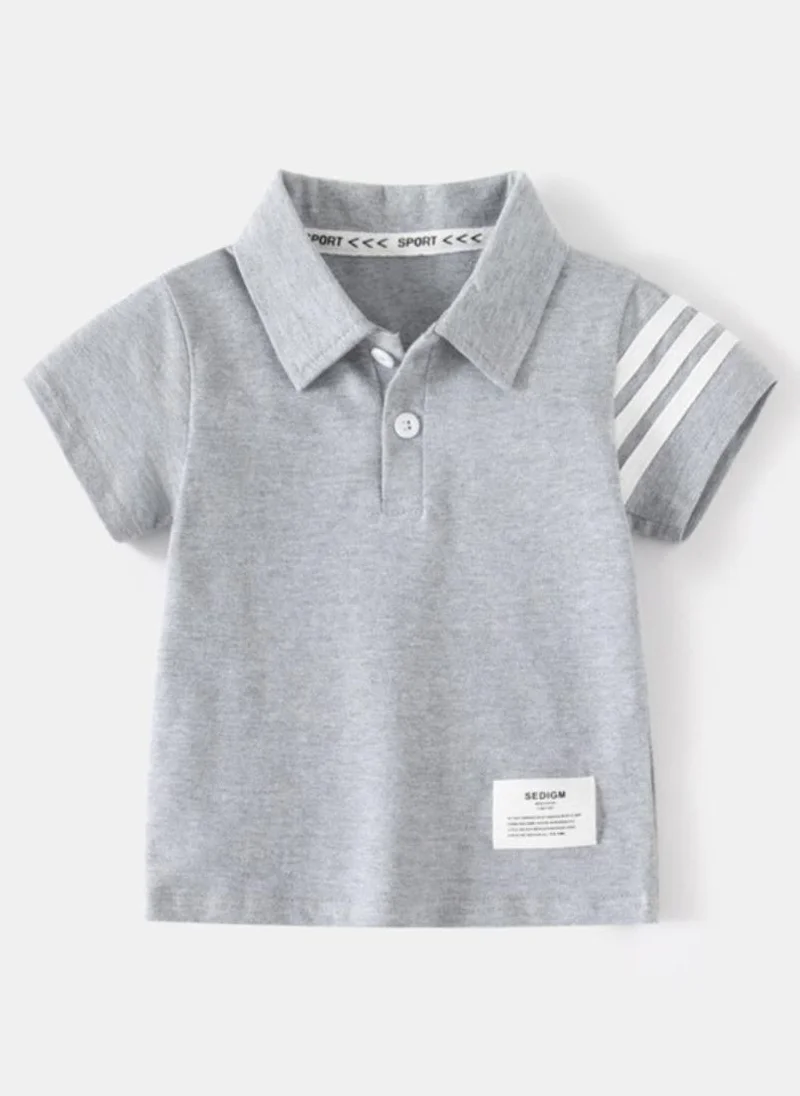 YUNIQEE Grey Striped Polo Collar T-shirt