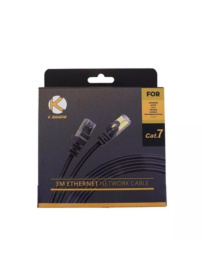 KGaming CAT7 Ethernet Network Cable 3M High Speed RJ45 LAN Cable for Gaming PC Laptop Router Switch Smart TV PS5 Xbox Black ________________________________________