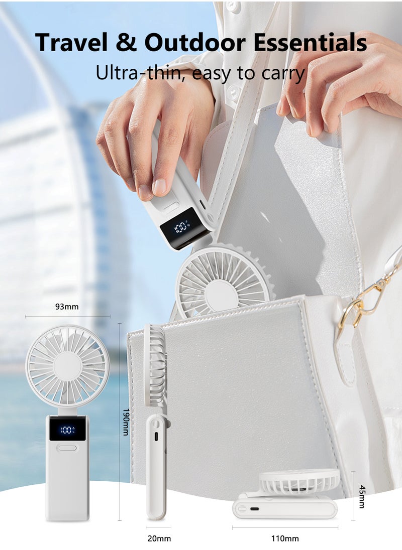 Necomi - Handheld Fan, Powerful Handheld Fan, Small Battery Operated Fan with LED Display, 5 Speed Adjustable, Lightweight Rechargeable Fan, Can be Used as Mobile Phone Holder - Image 1