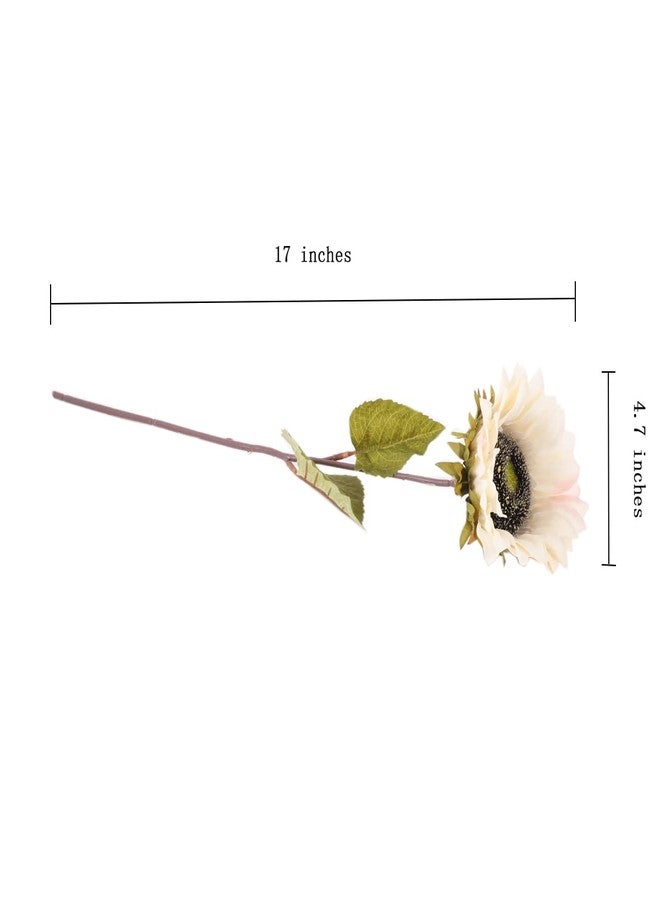 Laelfe 7PCS White Sunflowers Artificial Flowers, Fake Silk Sunflower with Stem Vintage Fall Flower Decorations for Autumn Home Wedding Party Birthday Bulk Single - Image 4