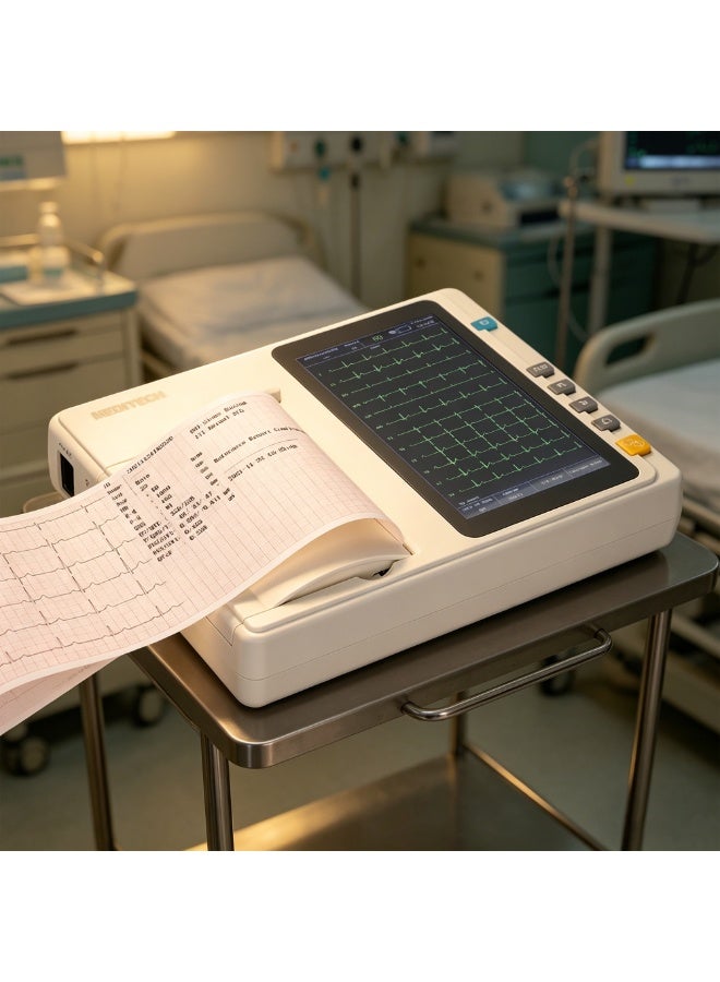 ميديتك جروب جهاز رسم القلب ECG _شاشة لمس 7 بوصة –تسجيل 6 قناه – تحليل تلقائي وحفظ البيانات - Image 3