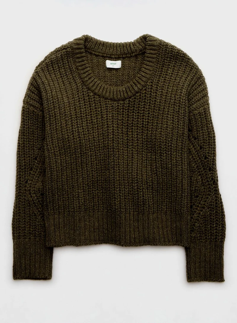 Aerie Crew Neck Ribbed Sweater