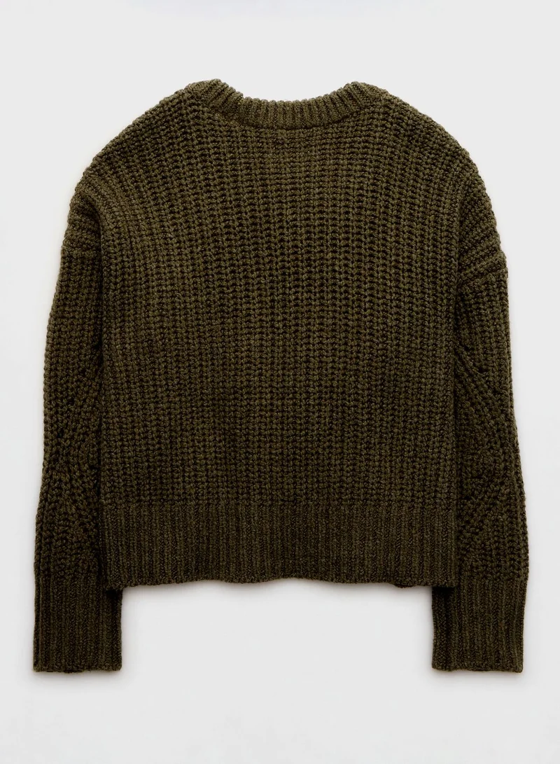Aerie Crew Neck Ribbed Sweater
