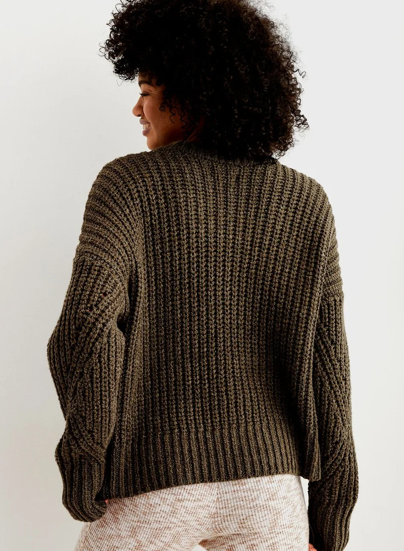 Aerie Crew Neck Ribbed Sweater