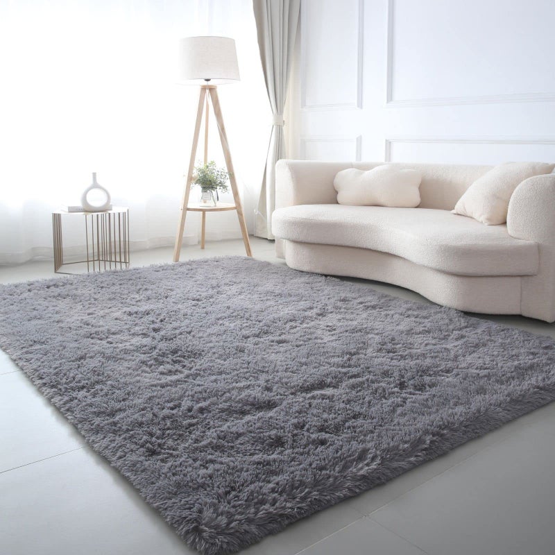 CAIYUECS Grey Area Rug for Living Room Indoor Ultra Soft Shag Plush Rugs for Bedroom  NonSkid Modern Nursery Faux Fur Rugs for Kids Room Home Decor 6x9 Feet Grey